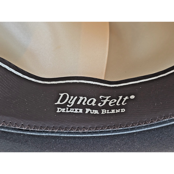Vintage Godfather Dyna Felt Fedora Brown Hat W/ Feathers 7 1/8" Bee Hats U151 - Picture 8 of 9